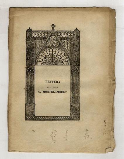 Lettera del conte Carlo Montelambert sulle ultime vertenze religiose del Piemonte e del Belgio - copertina