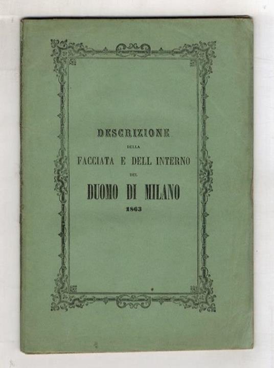 DESCRIZIONE della facciata e dell'interno del Duomo di Milano - copertina