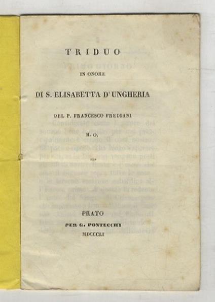 Triduo in onore di S. Elisabetta d'Ungheria - copertina