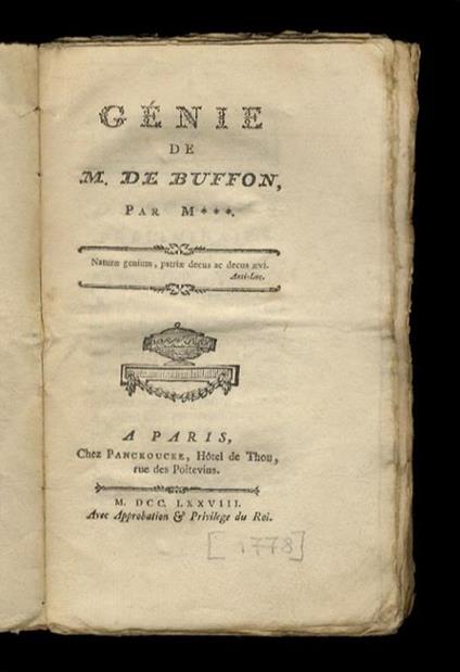 Génie de M. de Buffon. Par M. *** - copertina