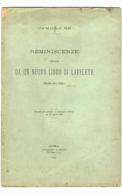 Reminiscenze destate da un nuovo libro di Laveleye (Nouvelles lettres d'Italie) - copertina