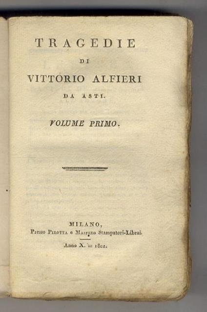 Tragedie [...] - Vittorio Alfieri - copertina
