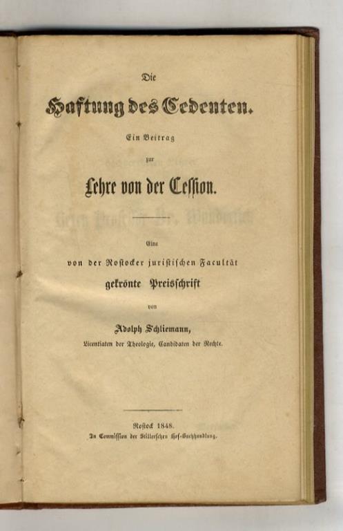 Die Haftung des Cedenten. Ein Beitrag zur Lehre von der Cession - copertina