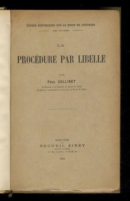 La procédure par libelle - copertina