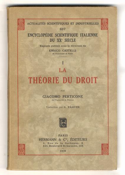 La théorie du droit. Traduction par G. Pâques - Giacomo Perticone - copertina