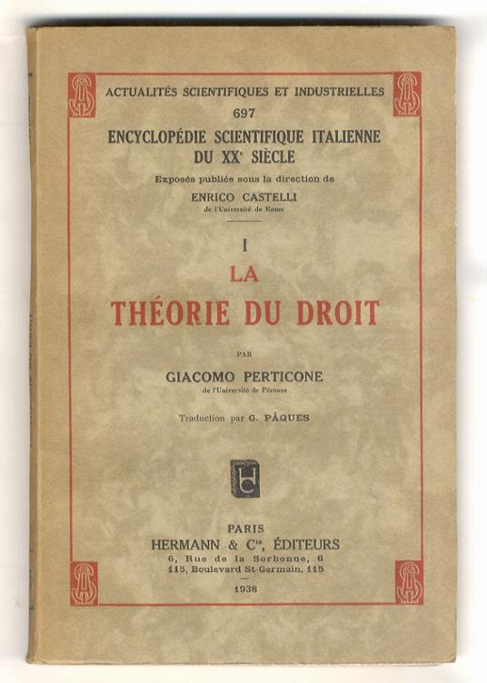 La théorie du droit. Traduction par G. Pâques - Giacomo Perticone - copertina