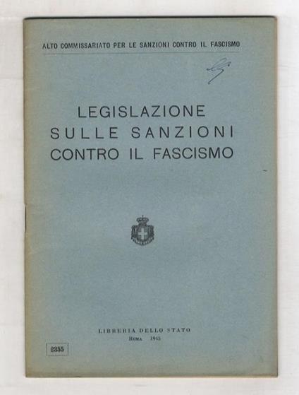 Legislazione sulle sanzioni contro il Fascismo - copertina