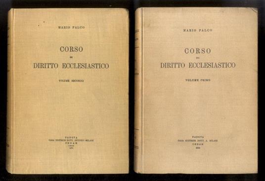 Corso di diritto ecclesiastico. Volume primo - Volume secondo. Seconda e quarta edizione - Mario Falco - copertina
