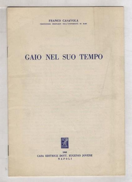 Gaio nel suo tempo - Franco Casavola - copertina