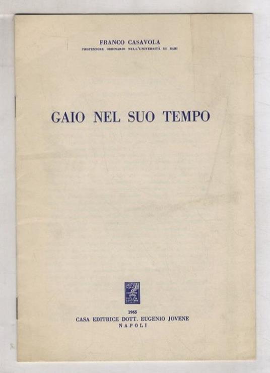 Gaio nel suo tempo - Franco Casavola - copertina