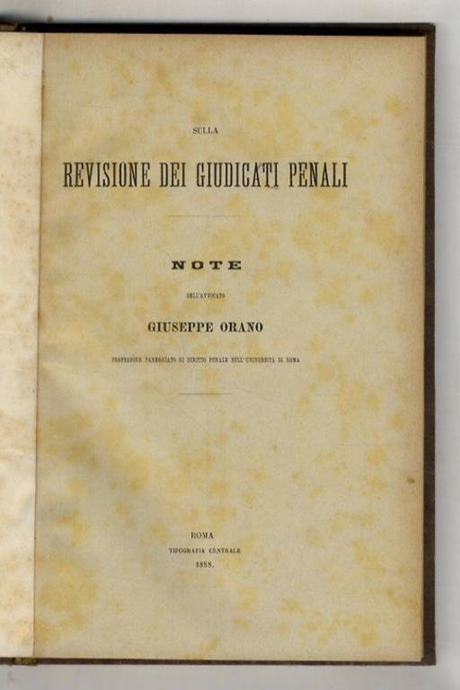 Sulla revisione dei giudicati penali. Note - Giuseppe Morano - copertina
