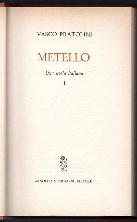 Metello. Una storia italiana I - Vasco Pratolini - copertina