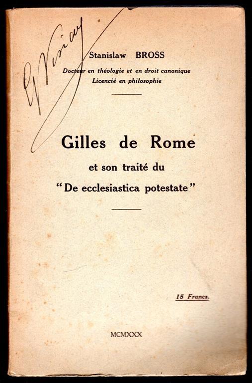 Gilles de Rome et son traité du De ecclesiastica potestate - copertina