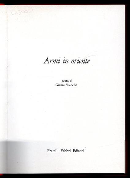 Armi in oriente - Gianni Vianello - copertina