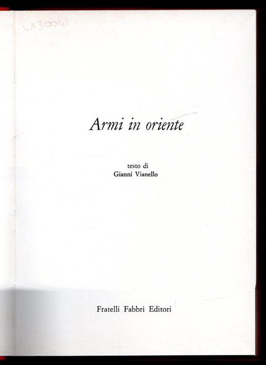 Armi in oriente - Gianni Vianello - copertina