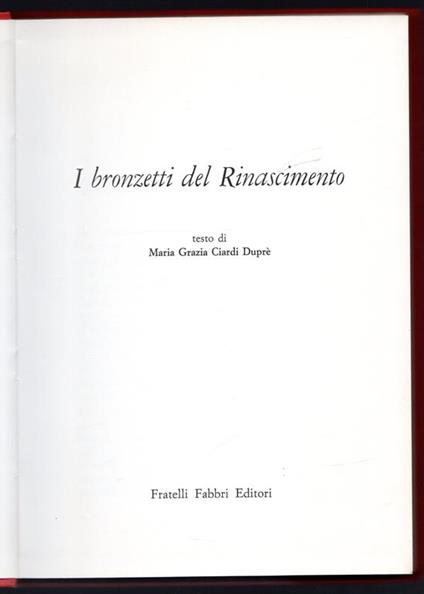 I bronzetti del Rinascimento - copertina