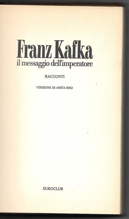 Il messaggio dell'imperatore - Franz Kafka - copertina