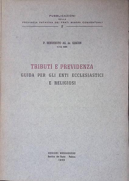 Tributi e previdenza. Guida per gli enti ecclesiastici e religiosi - P. Benvenuti - copertina