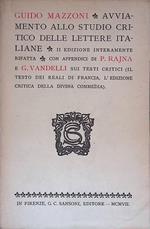 Avviamento allo studio critico delle lettere italiane