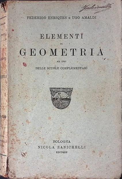 Elementi di geometria ad uso delle scuole complementari - copertina