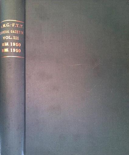 A.M.G.F.T.T. Analytical index to Official Gazette. Volume III N° 1-36 - copertina