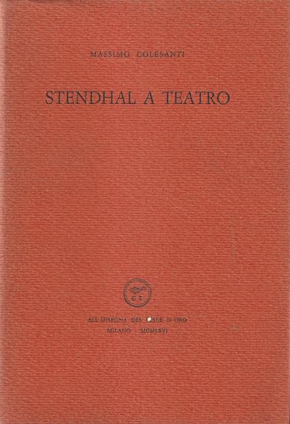Stendhal a Teatro - Massimo Colesanti - copertina