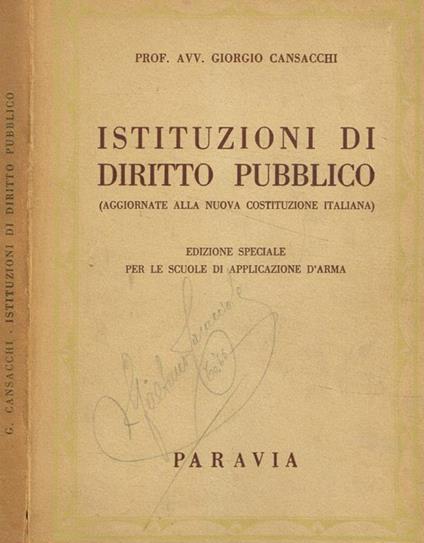 Istituzioni di diritto pubblico - Giorgio Cansacchi - copertina