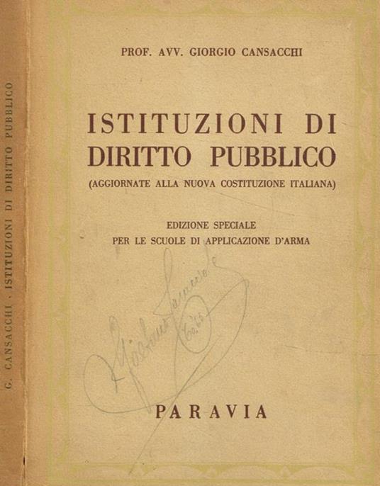 Istituzioni di diritto pubblico - Giorgio Cansacchi - copertina