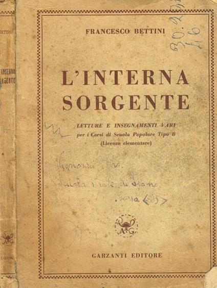 l'Interna sorgente - Francesco Bettini - copertina