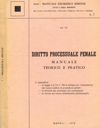 Diritto processuale penale manuale teorico e pratico - copertina