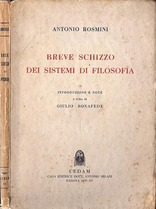 Breve schizzo dei sistemi di filosofia - Antonio Rosmini - copertina