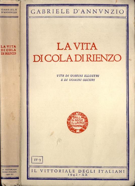 La vita di Cola di Rienzo - Gabriele D'Annunzio - copertina