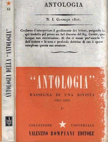Antologia 1821 - 1832. Rassegna di una rivista vol. I - copertina