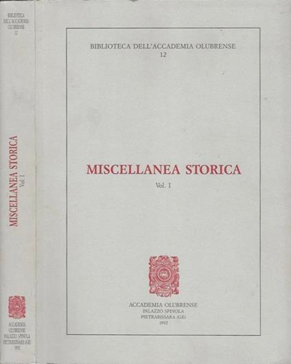 Miscellanea storica - Vol. I, Parte I e II - copertina