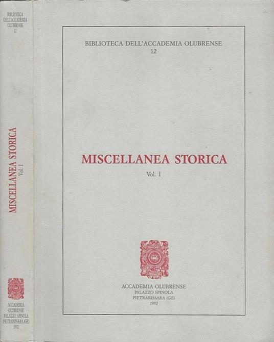 Miscellanea storica - Vol. I, Parte I e II - copertina