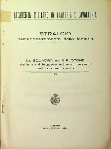 Stralcio dell'addestramento della fanteria: la squadra ed il plotone delle armi leggere ed armi pesanti nel combattimento - copertina