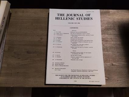 The Journal of Hellenic Studies Volume CXIV - copertina