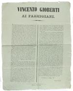 Vincenzo Gioberti Ai Parmigiani. Di Parma Ai 17 Di Maggio 1848. [Manifesto Originale]