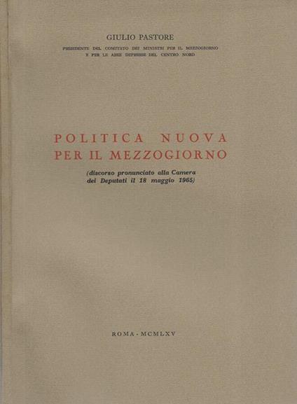 Politica nuova per il Mezzogiorno - Giulio Pastore - copertina