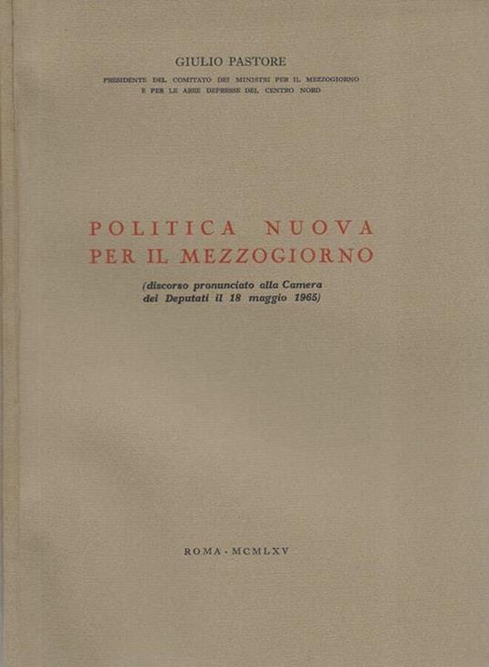 Politica nuova per il Mezzogiorno - Giulio Pastore - copertina