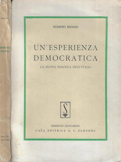 Un'esperienza democratica - Pompeo Biondi - copertina