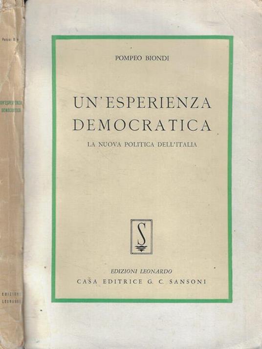 Un'esperienza democratica - Pompeo Biondi - copertina