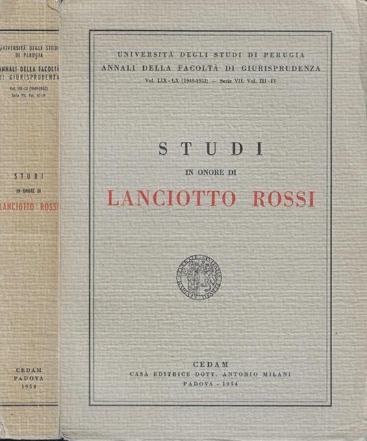 Studi in onore di Lanciotto Rossi - copertina