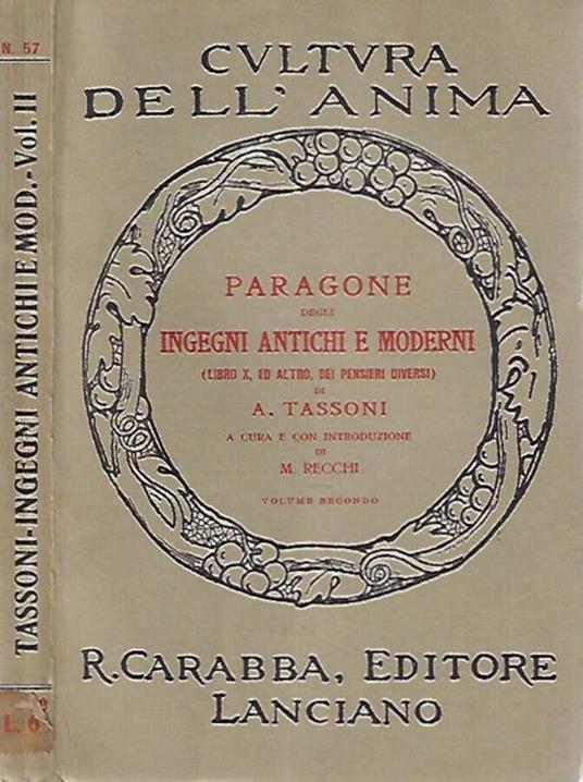 Paragone degli ingegni antichi e moderni vol. II - Alessandro Tassoni - copertina