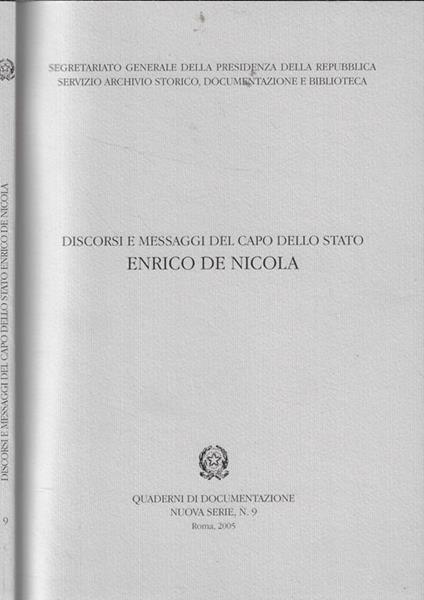 Discorsi e messaggi del capo di Stato Enrico De Nicola - copertina