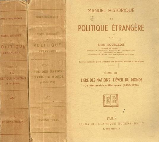 Manuel Historique de politique etrangere tome III, IV - Emile Bourgeois - copertina