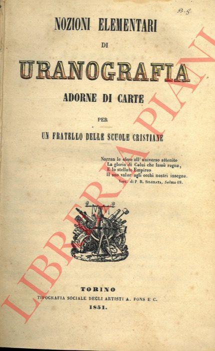Nozioni elementari di uranografia adorna di carte. Unito a: Elementi di geografia ad uso delle scuole pie con un breve compendio di Sfera Armillare - copertina