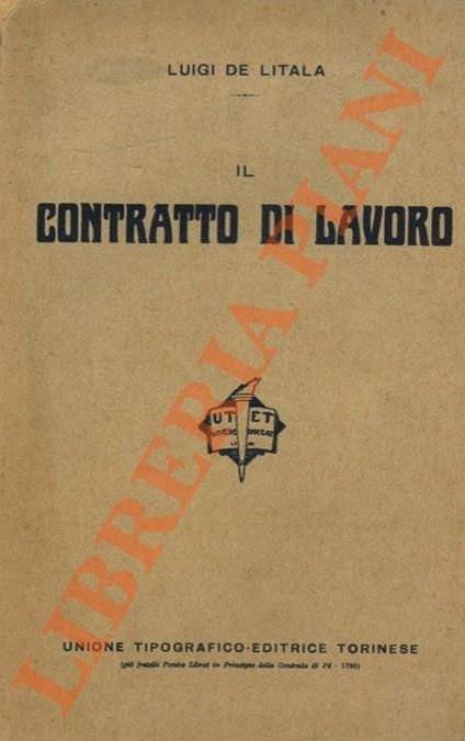 Il contratto di lavoro - Luigi De Litala - copertina