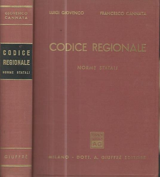 Codice regionale. Norme statali - Luigi Giovenco - copertina
