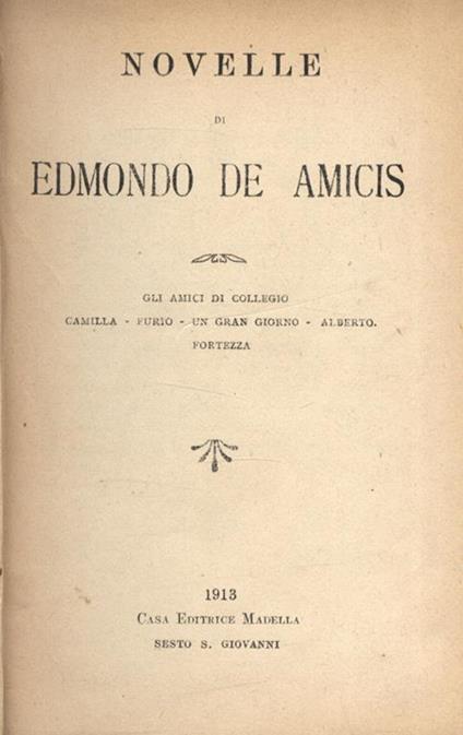 Novelle - Edmondo De Amicis - copertina